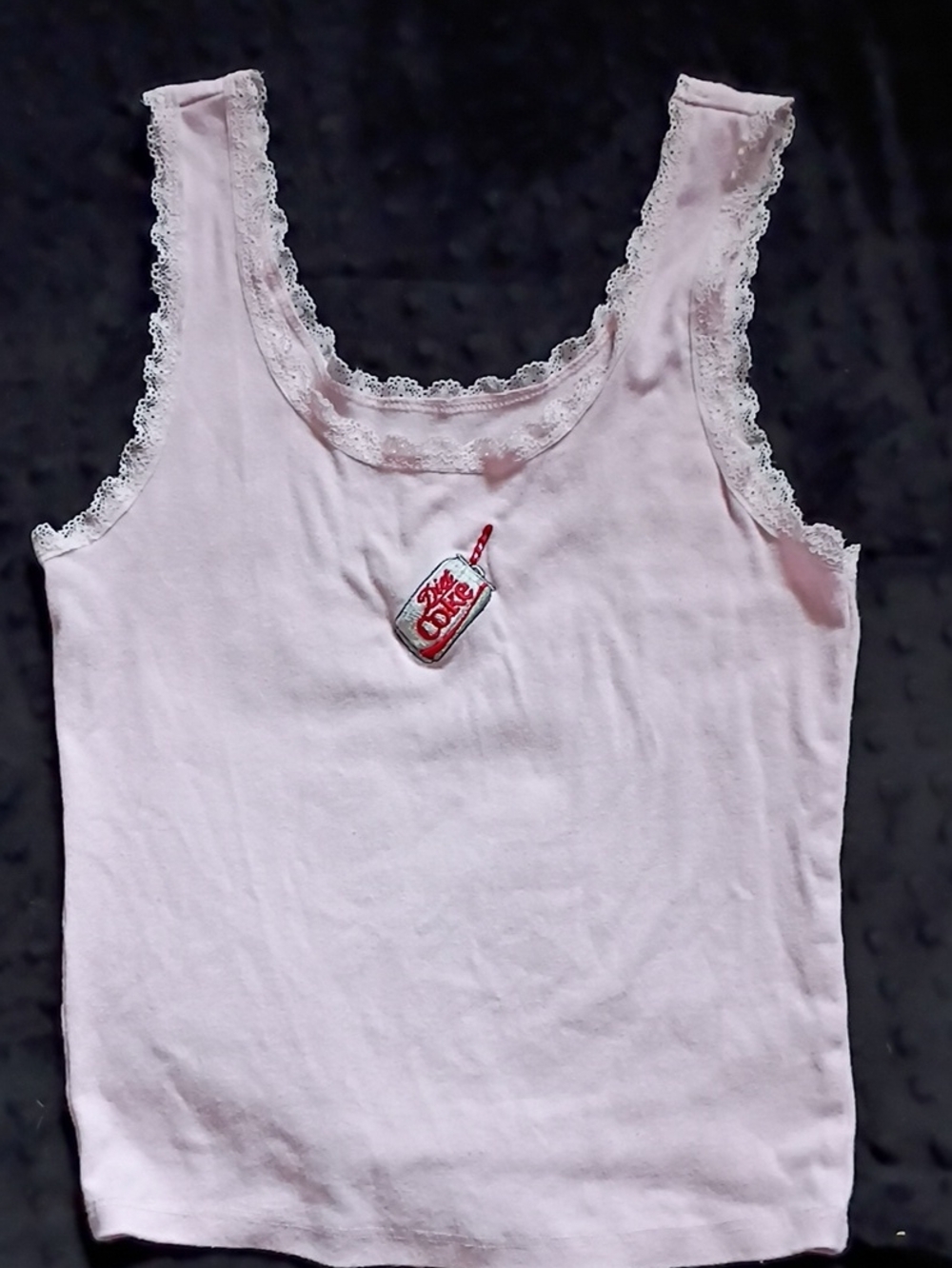 Coca-Cola Light Pink Lace Trim Tank with Soda Can Patch